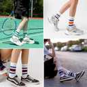 HUGSWEET Striped Retro Crew Breathable Cotton Soft Socks for Women Athletic Casual Thin Novelty Socks for Women or Men (5-9, Solid Color-01)