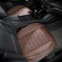 Leather Front Car Seat Cover - Bottom Car Seat Covers Fully Wrapped, Non-Slip, Luxury Appearance and Comfort, Fits Most Vehicles, 2 Pack, Brown