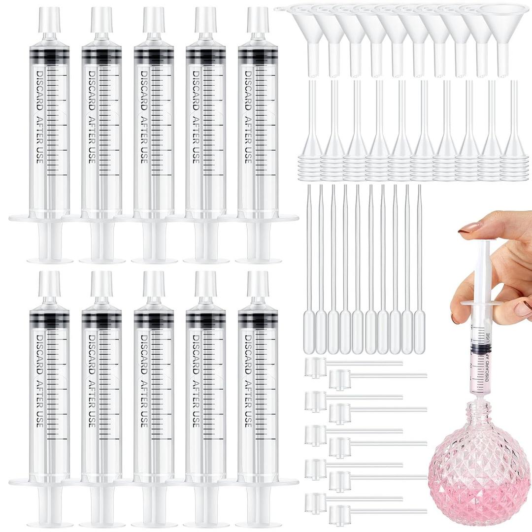 Geiserailie 50 Pcs Perfume Refill Pump Tools Perfume Dispenser Transfer Kit Include Funnels, Dispenser Pumps, Syringes, Droppers and Squeeze Droppers for Liquid Small Atomizer Bottle