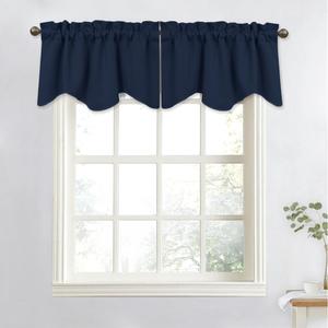 NICETOWN Navy Valance for Window - Thermal Insulated Light Reducing Window Treatment Tier for Bathroom/Bay Window/Bedroom/Thanksgiving (Single Panel, W52 x L18)