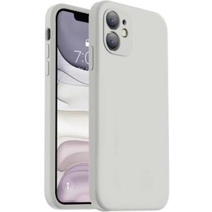 Vooii Compatible with iPhone 11 Case, Upgraded Liquid Silicone with [Flat Edges] [Camera Protection] [Soft Anti-Scratch Microfiber Lining] Phone Case for iPhone 11 6.1 inch - Stone