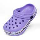 Toddler Girls Boys Clogs Stripe Band Classic Garden Clogs Children Little Kids Slip on Slides Sandals Slippers Indoor Outdoor Shower Beach Pool Water Shoes Purple (Purple)
