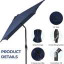 SUNVIVI OUTDOOR Patio Umbrella, Rectangular Patio Umbrella, Metal Pole Square Outdoor Umbrella with Crank and Push Button Tilt, Large Outdoor Umbrella with Polyester Canopy