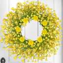 24 Inch Large Spring Wreaths for Front Door Daisy Wreath Easter Wreaths for Front Door Artificial Floral with Wild Floral for Farmhouse Porch Wall Living Room Home Decor