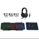 4-in-1 Gaming Bundle, Gaming Keyboard, Gaming Mouse, Gaming Headset, and Desk Pad Included, Black