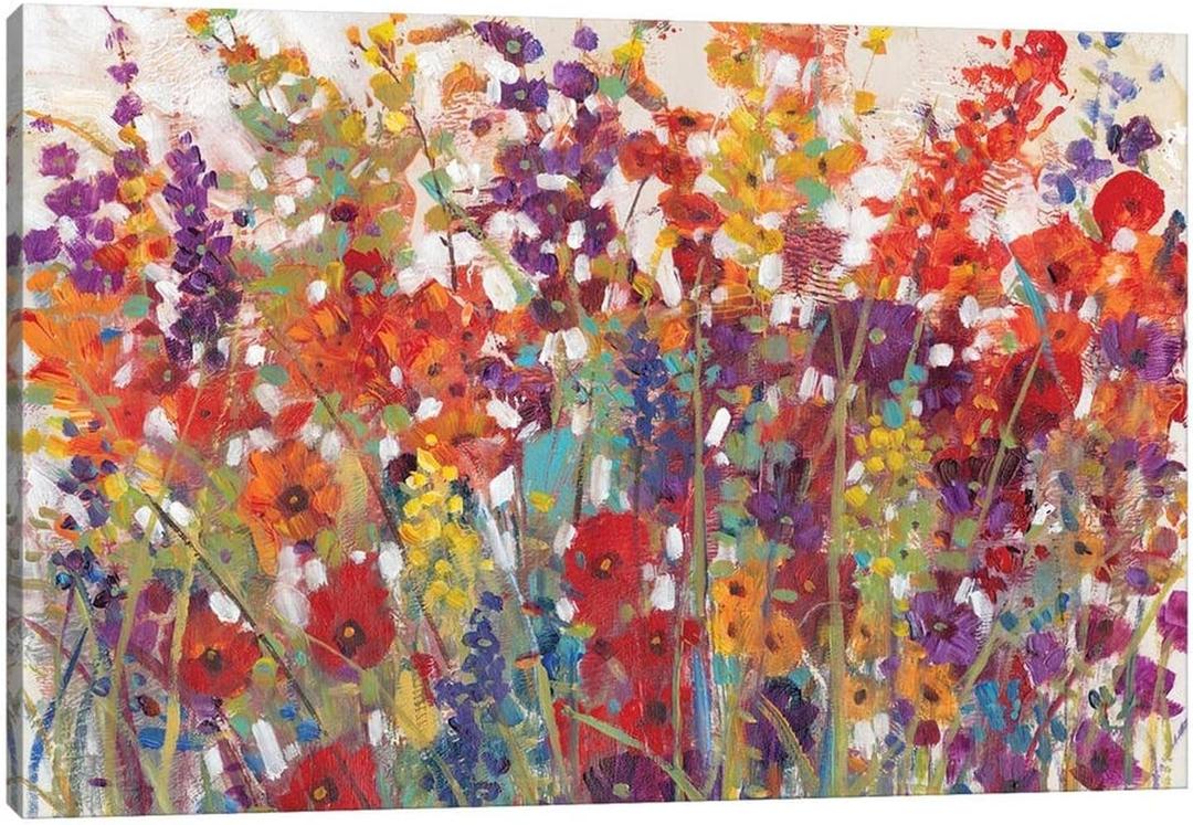 TIMUBA Flower Canvas Wall Art Bathroom Artwork - Botanical Flowers Paintings for Wall Decoration, Colorful Watercolor Pictures Prints Art Living Room Decor Ready to Hang 12"x18"