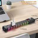 4200J Expandable RGB Power Strips with PC Surge Protection PD 20W Fast Charging Station for 1USBC&1USBA Ports 6 Outlets Desk Gaming Room Power Strip Multiple Devices Home Offices Extension Cord Black