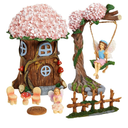 Juvale 8 Piece Miniature Fairy Garden Accessories Outdoor Decor Figurines Kit for Kids, Mini Whimsical Ornaments and Decorations for Patio, House, Garden, Desk, Yard Supplies