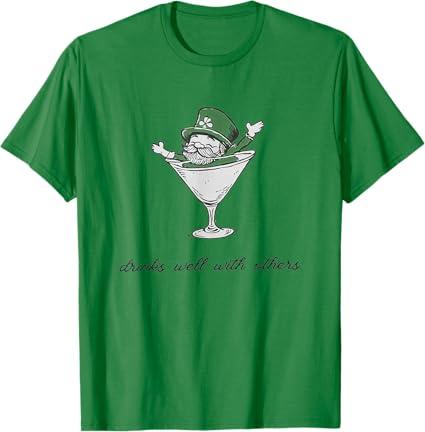 Leprechaun Martini Cocktail St Patrick's Day Womens T-Shirt L