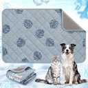 LOOBANI Dog Cooling Mat for Large Dogs - 56"x36" Pet Cooling Mat with Anti-Slip Bottom, Waterproof Self-Cooling Dog Pad for Crate, Floor & Car, Grey Monstera (Grey, 56"x36")
