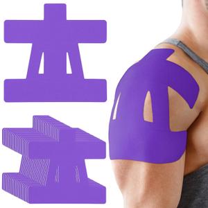 20 Count Kinesiology Tape for Shoulder Pain Relief Pre Cut Sports Waterproof Breathable Enhance Elastic Kinesiology Athletic Tape for Shoulder Support and Muscle Baseball Sports(Purple)