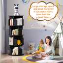Besiost Rotating Bookshelf, Wood Corner Bookshelf, 360 Display Spinning Bookcase Storage Rack, 4 Tier Floor Standing Revolving Bookcase Narrow Book Shelf Organizer for Small Space, Bedroom, Black, 4 Tier, 51.2" H