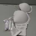 Strapless Clear Back Strap Convertible Bra with Lace Padded Underwired Plus Size Brassiere (32D, White)