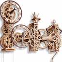 WOODEN.CITY Steampunk Wall Clock  3D Wooden Clock Puzzle for Adults & Teens, Mechanical Pendulum Clock Building Kit with 257 Pieces