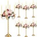 Tanlade 6 Pack Gold Candelabra Centerpieces, 21 Inch 5 Arm Candle Holders
Tall Metal Candelabras for Wedding Tables, Reception, Taper Candlestick Holders Banquet Decor, Anniversary Birthday Party