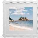 8x8 Picture Frame with Mat for 6x6, Wavy Edge Wooden Real Glass Photo Frame for Tabletop and Wall Hanging, White, 1 Pack