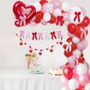 Valentines Day Party Balloons Arch Garland Kit, Red Pink White Bows Decorations, 106pcs Balloons & Accessories for Valentines Engagement Party Birthday Decorations