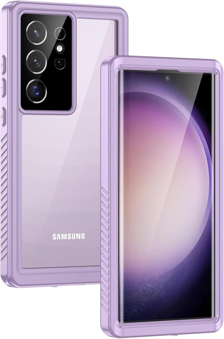 Lanhiem for Samsung Galaxy S23 Ultra Case, IP68 Waterproof Dustproof Case with Built-in Screen Protector, Full Body Protective Phone Cover for Galaxy S23 Ultra 5G 6.8 Inch, Purple