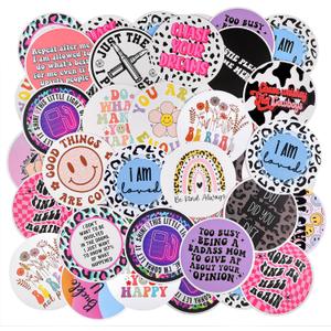 MUBYOK 3 Inch 100pcs Funny Quotes Car Freshies Cardstock Cutouts Round for Circles Silicone Molds & Aroma Beads Accessories Supplies
