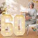 imprsv 3FT 60th Birthday Decorations Numbers: 60th Birthday Party Anniversary Decorations Large Light Up Numbers 60 for Men Women (White)