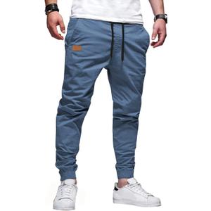 JMIERR Mens Casual Joggers Pants - Cotton Drawstring Chino Cargo Pants Hiking Outdoor Twill Track Jogging Sweatpants Pants (4X-Large, Blue)