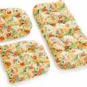 All Weather 3 Pieces Wicker Furniture Chair Cushions, Waterproof Outdoor Wicker Chair Cushion for Patio Furniture Loveseat Settee Bench, 1 Loveseat and 2 U-Shaped Thickened Cushions, Daisy