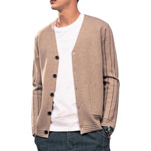 New Sweater V-Neck Solid Color Cardigan Sweater Men's Lazy Style Jacket Clip (3X-Large)