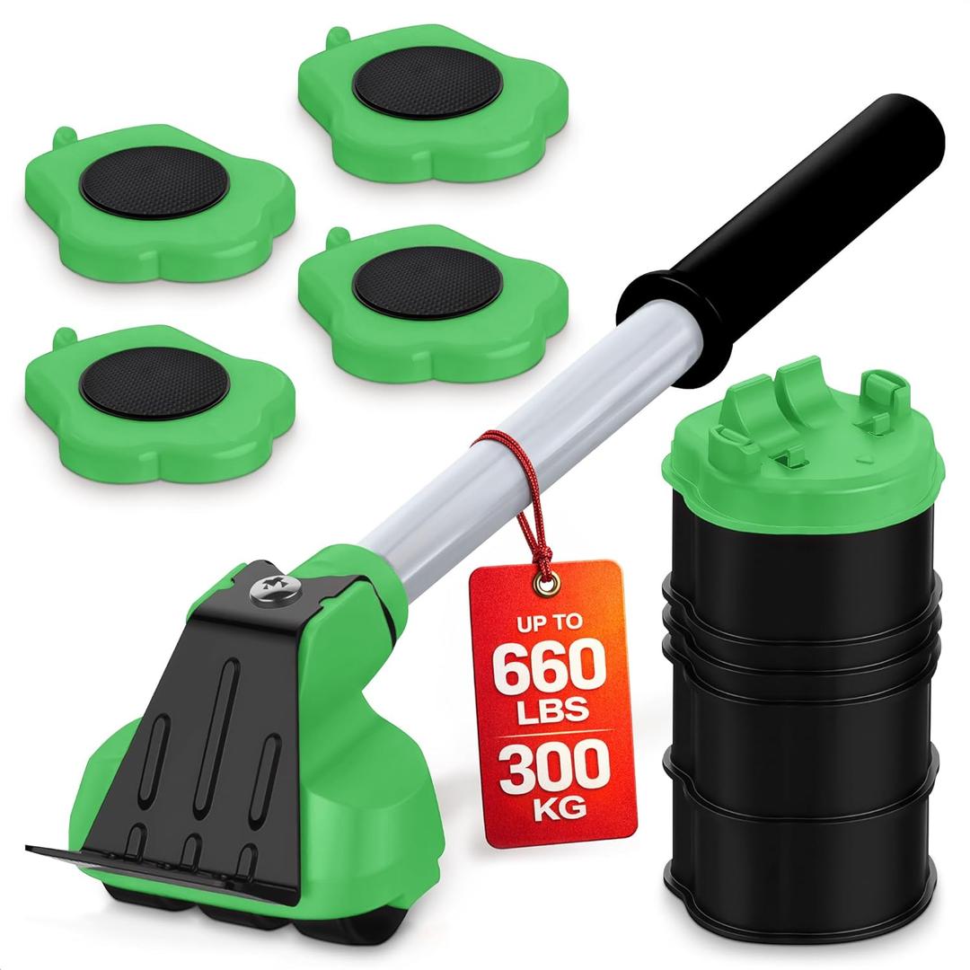 Furniture Jack Lifter Tool Heavy Furniture Lifter with Wheels and Tool for Moving Appliances, Load Capacity Up to 660 Lbs Glides Smoothly on Wood, Tile, Laminate, and Other Hard Floor Surfaces
