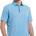 M MAELREG Golf Shirts for Men Short Sleeve Dry Fit Casual Striped Performance Moisture Wicking Collared Mens Polo Shirts (XXXL)