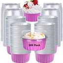 WYIPOLZI 5 oz Bake Pans with Lids Aluminum Foil Baking Cups, Aluminum Cupcake Baking Cups Foil Ramekins with Lids, Disposable Ramekins for Baking - Perfect for Party Wedding Birthday (Pink), 200 Pcs.