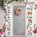 Frienda 2 Pcs Spring Welcome Floral Porch Banners 72"x12" Summer Flower Hanging Flag Porch Sign for Front Door Outdoor Seasonal Holiday Wedding Yard Decor Farmhouse Indoor Wall Backdrop(Bright Style)