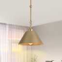 11 Inch Pendant Lights Kitchen Island - Small Farmhouse Light Fixtures Matte Gold Cone Shade, Adjustable Height Industrial Ceiling Light Chandeliers for Kitchen Hallway Bedroom Dining Bar