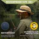 Oversize XL XXL Unisex Wide Brim Detachable Net Mesh Veil Sun Hat UV Protection Boonie Bucket Sunhat Summer Garden Fishing (L)