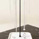 VROOMIUM Necklace Holder- Ceramic Base 1ft Height Jewelry Organizer Stand, Aesthetic Jewelry Hanger Display for Necklaces, Bracelets, Rings, Exhibidor de Collares-Minimalist White (Sq. Chic White)