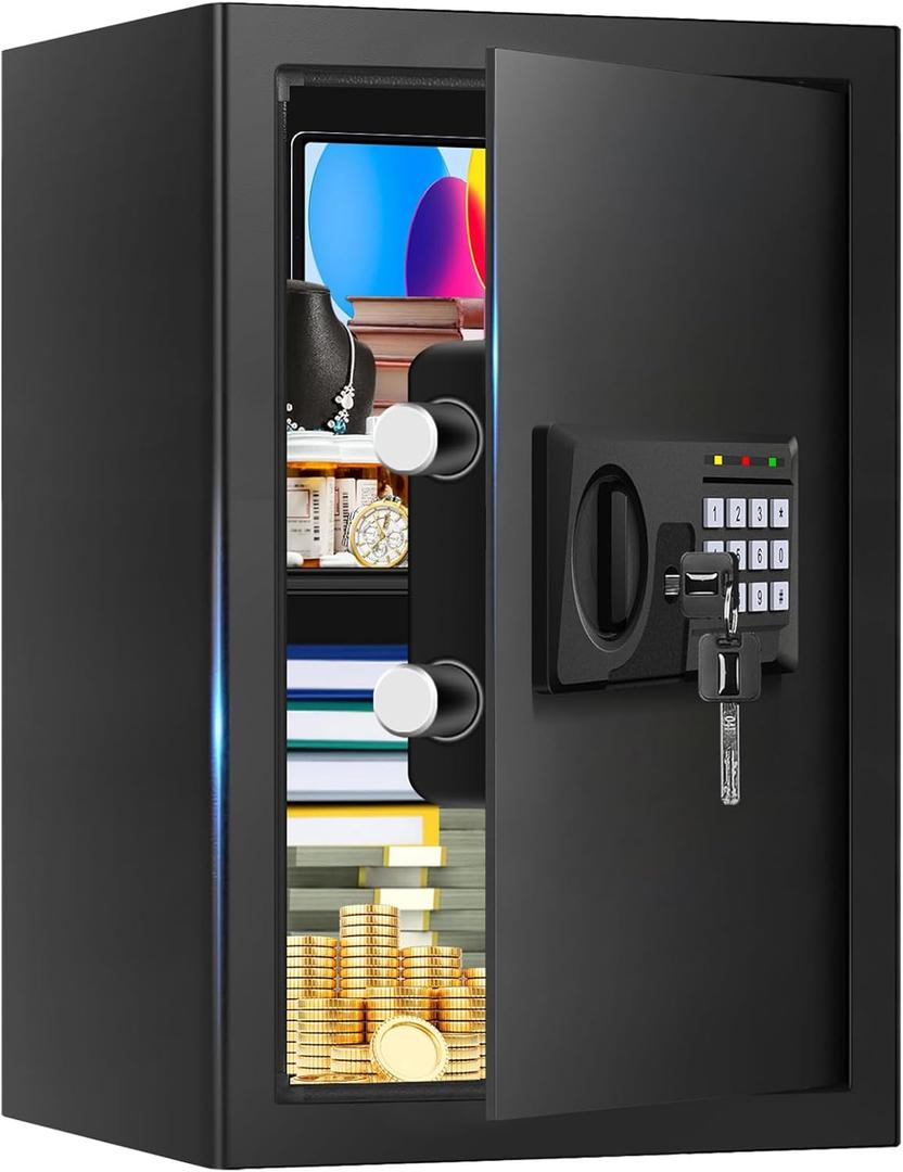 3.3 Cuft Large Fireproof Safe for Home, Home Safety Box Fireproof Waterproof with Electronic Keypad and Spare Keys, Anti-theft Digital Security Safe for Money Firearm Medicine Valuables