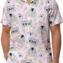 KYKU 80s Costume 90s Clothes Hawaiian Shirt for Men Button Down Shirts Short Sleeve Retro Disco Outfits (XX-Large)