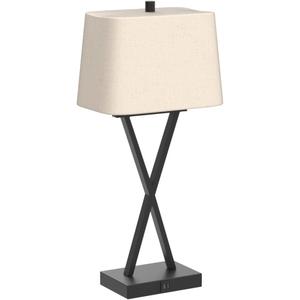 Set of 1 Touch Control 3-Way Dimmable Table Lamp Modern Nightstand Lamp with 2 USB Port Bedside Desk Lamp with Fabric Shade for Living Room Bedroom Hotel, Cream, Bulbs Included 