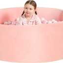 TRENDBOX Extra Large Foam Ball Pit for Toddlers, 47x14 inch Soft Baby Ball Pit with Washable Velvet Cover (Balls not Included)-Pink (47inch, 4-pink)