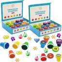 24 Multicolored Hanukkah Stampers, Each Stamp Includes A Fun Chanukkah Icon Including Menorah, Dreidels and Coins, 12-Pack Box (2-Pack)