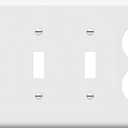 ENERLITES Combination Triple Toggle/Single Duplex Receptacle Outlet Wall Plate, Standard Size 4-Gang Light Switch Cover (4.50" x 8.19"), Polycarbonate Thermoplastic, UL Listed, 881321-W, White