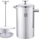 French Press Coffee Maker Single Serve 1 Cup Small Stainless Steel Thermal Double Walled French Press 350ML/12OZ