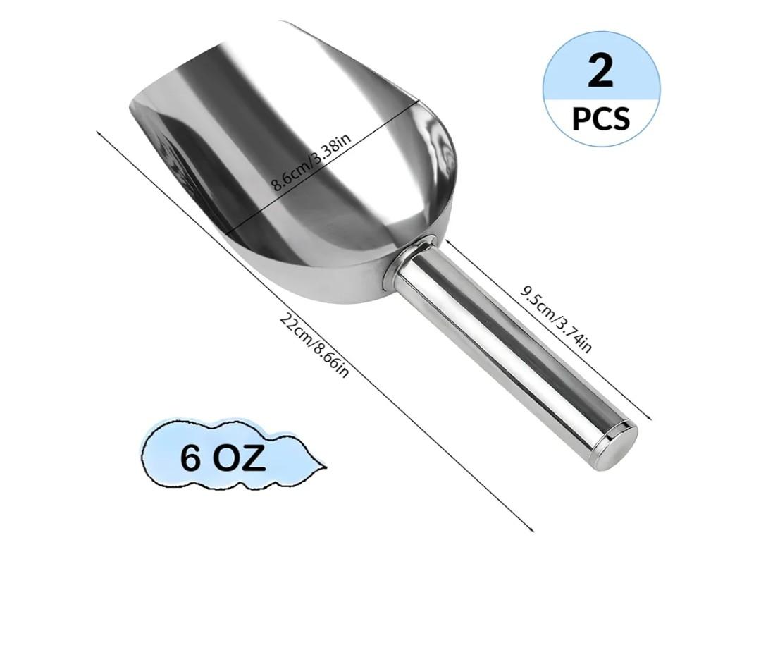 1 Pc Ice Scoop for Freezer, 6 Oz Metal Ice Scooper, Stainless Steel Small Scoops with Round Bottom for Ice Machine Kitchen Flour Bar Party Wedding Pet Dog Food