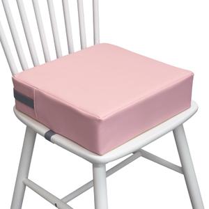 Toddler Booster Seat for Dining Table, 2 Elastic Seat Belts, Anti Scratch PU Skin-Friendly, Waterproof, Anti-Wrinkle, Detachable Non-Slip Bottom - Pink