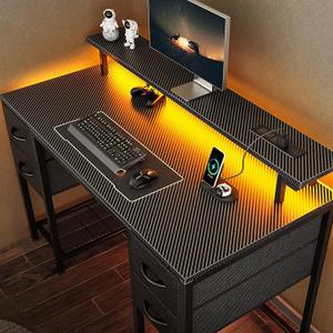 Huuger 47 inch Computer Desk with Power Outlets & 4 Drawers