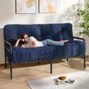MAXYOYO 8" Futon Mattress Full Size, Ultra Thick Futons Sofa Couch Bed Tufted Sleeper Sofa Bed, Floor Mattress for Adults, Shredded Foam Filling (Frame Not Included), Navy