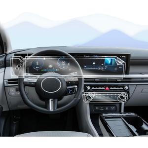6pcs 2025 Hyundai Tucson Screen Protector One Single Piece for Hyundai Tucson 2025 Accessories 2025 Tucson N Line/Limited & Santa Cruz XRT/Limited Dual 12.3Inch 2024 Tucson Nano Screen Protector