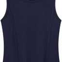 Bettysays Womens Tank Tops Loose Fit Crew Neck Casual Summer Sleeveless Tops, L, Black