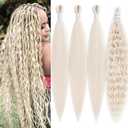 613 Blonde Braiding Hair Pre Stretched with Boho Curls 26 inch Deep Ocean Wave Crochet Hair Curly Wavy Braiding Hair for Bohemian Boho Braids Synthetic Extensions 4 Packs