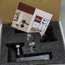 Estmoon 2 Pack Passage Door Levers, Matte Black Door Knobs Interior Square Door Handles, Heavy Duty Non-Locking Leversets Hall Closet Handles, Reversible for Right & Left Sided Doors