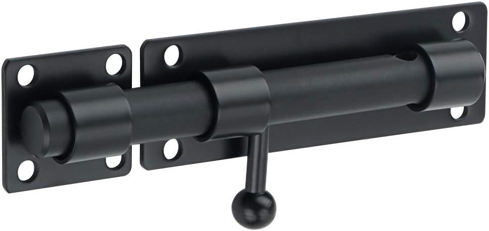 Alise 6 Inch Heavy Duty Slide Bolt Latch, SUS304 Stainless Steel Barrel Bolt Lock, Safety Door Lock for Wooden Fence/Barn Door/Outdoor Fence/Shed Door Matte Black MS8000-B